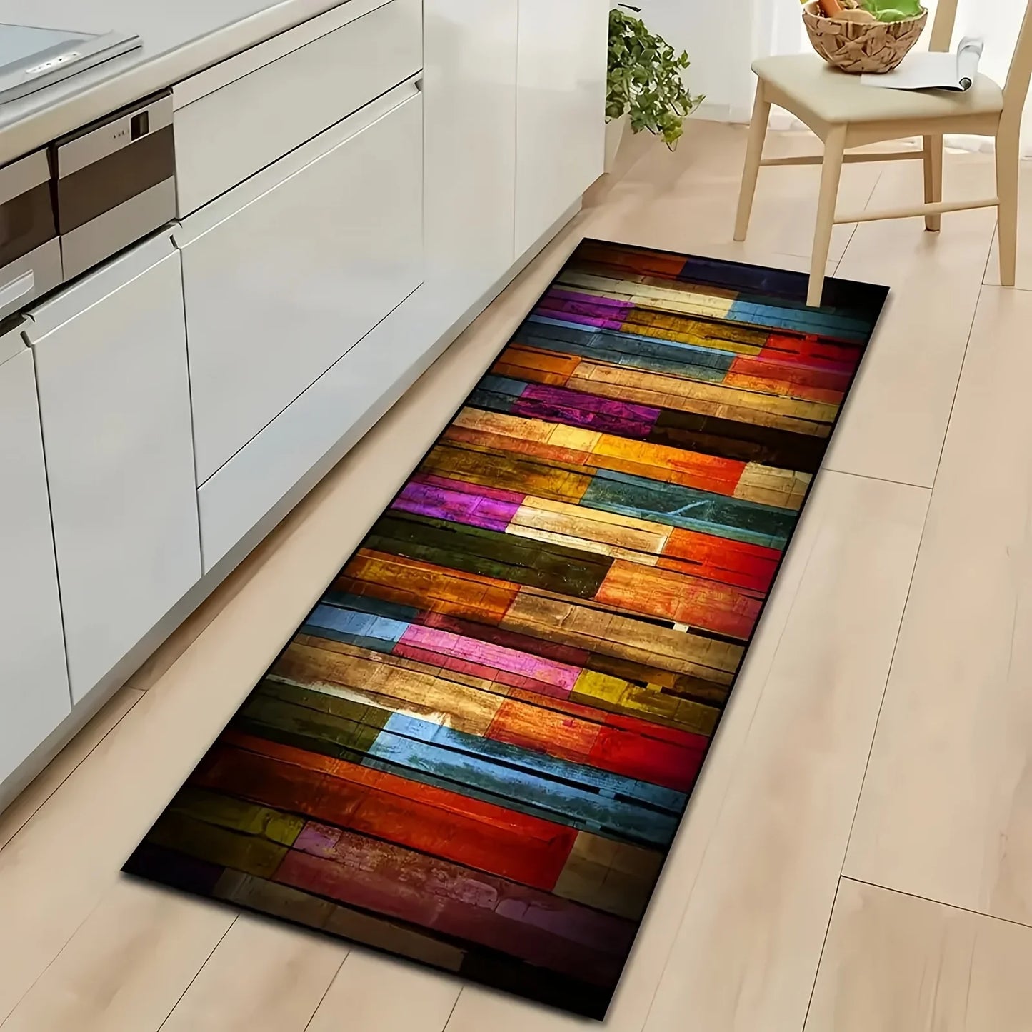 VIKAMA Rich Color Carpet Rainbow Floor Mat Long Carpet Runner Rug Kitchen Rug Living Room Bedroom Carpet Bedside Blanket Home De