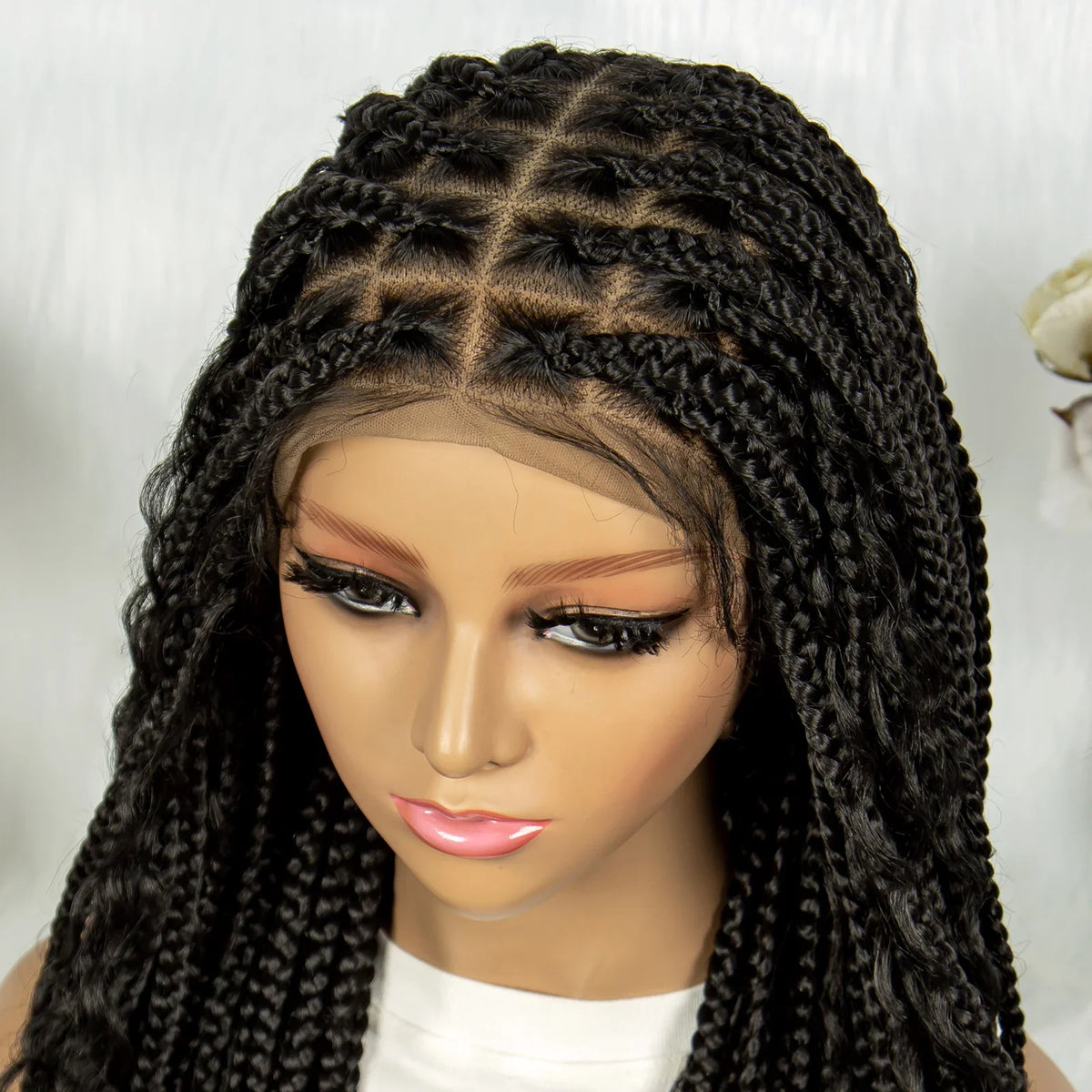 Curly End Box Braids Wig | Lace Front with Baby Hair