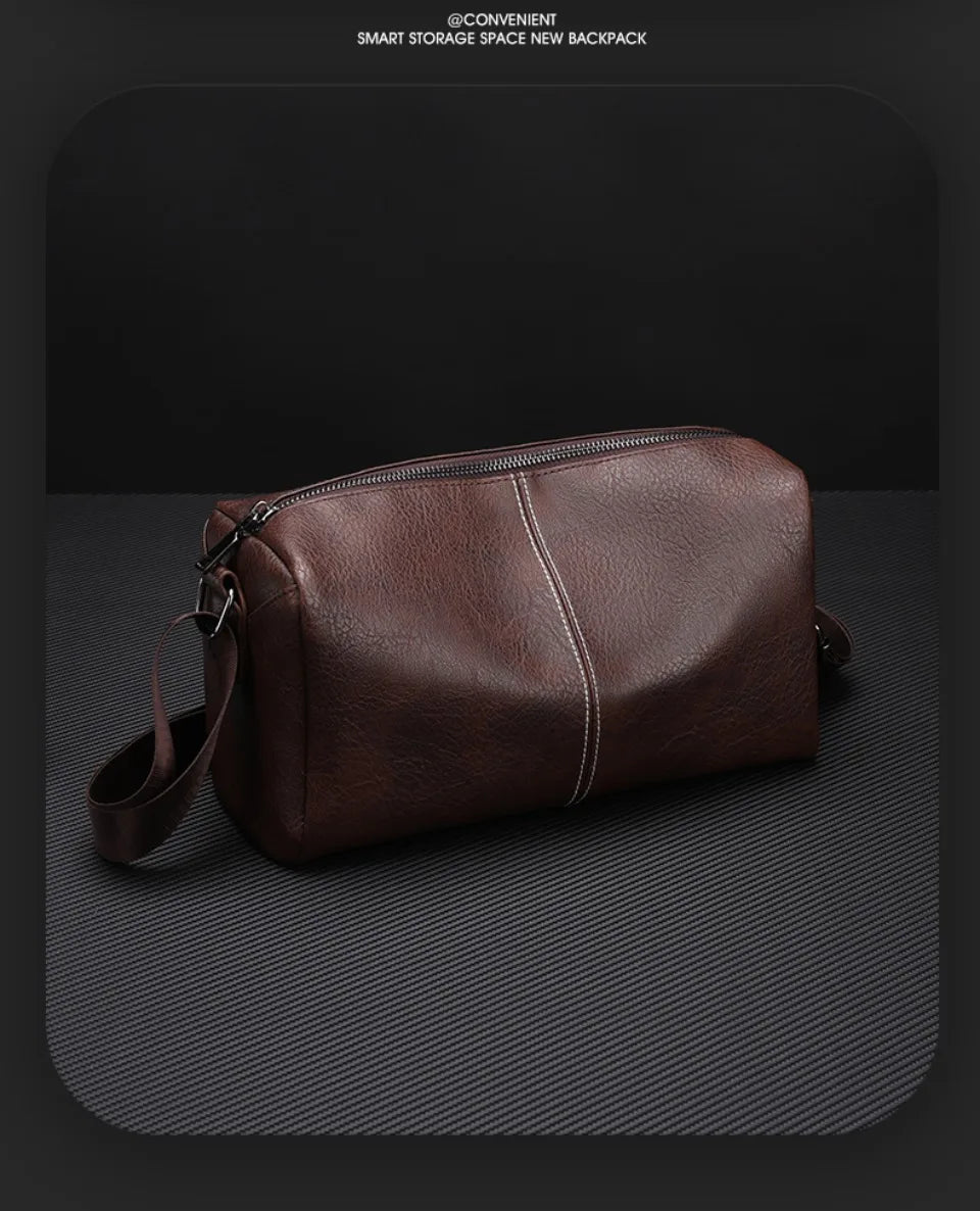Men's Full Grain Leather Shoulder Bag | Vintage-Inspired Convertible Crossbody Pack (Durable Work & Weekend Bag)