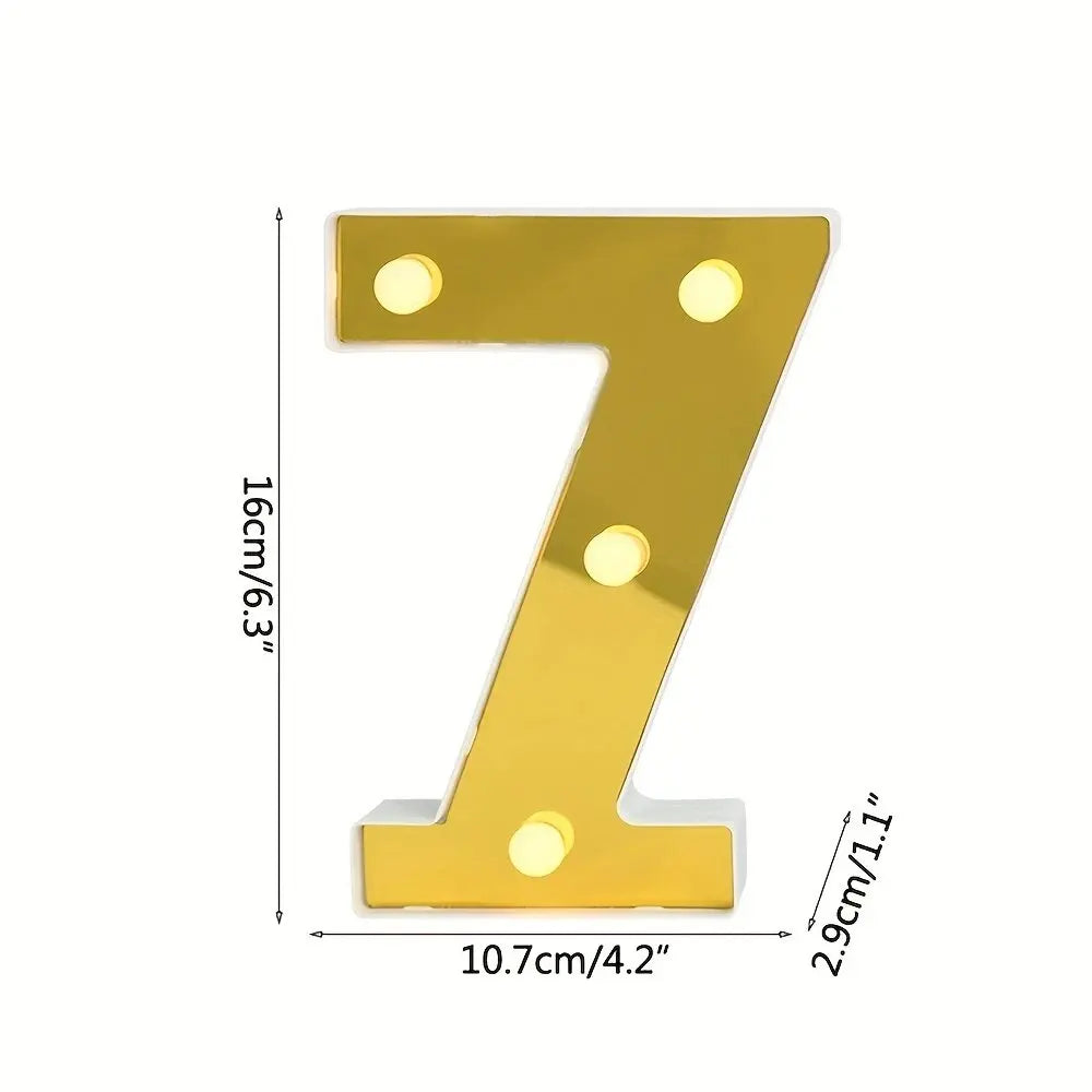1PC 16cm Golden Numbers&English Led Letter Lights,Battery Powered Decoration Light For Festive,Proposal,Birthday,Wedding,Party