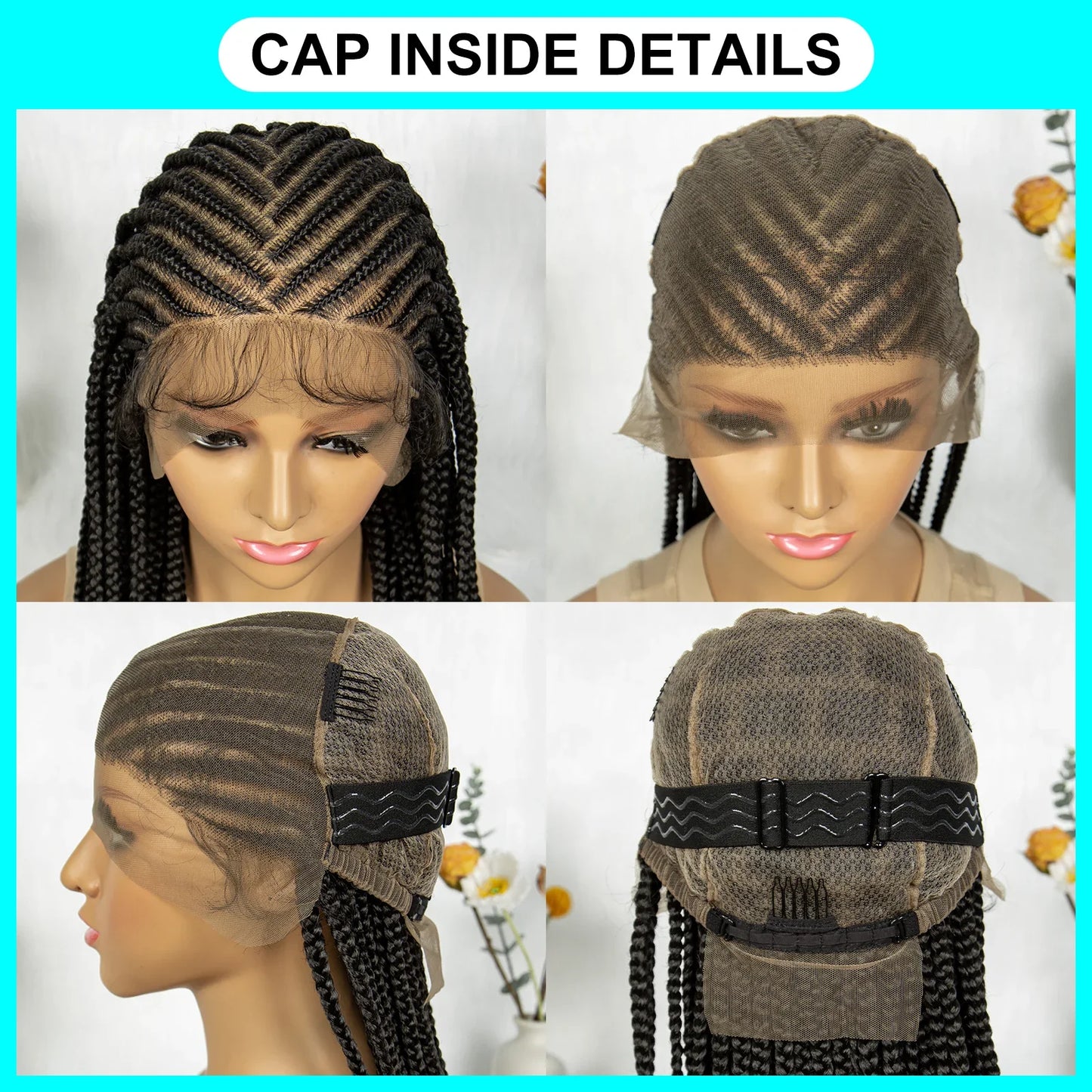 HD Lace Front Knotless Box Braids Wig | Cornrow Detail & Baby Hair