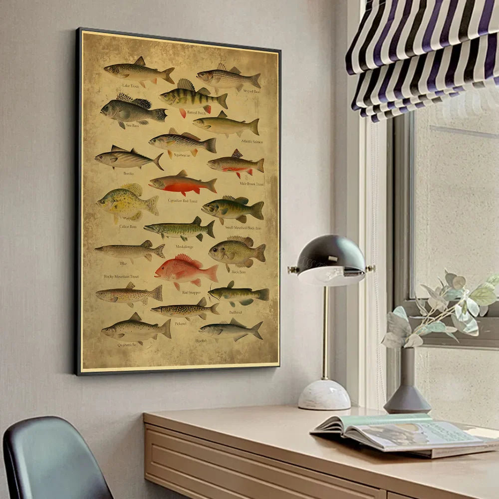 ACE Fishing Fish Sea Poster Wall Chart Prints And Posters Home Living Bed Room Decor Art Bar Cafe Framelesss Painting Poster