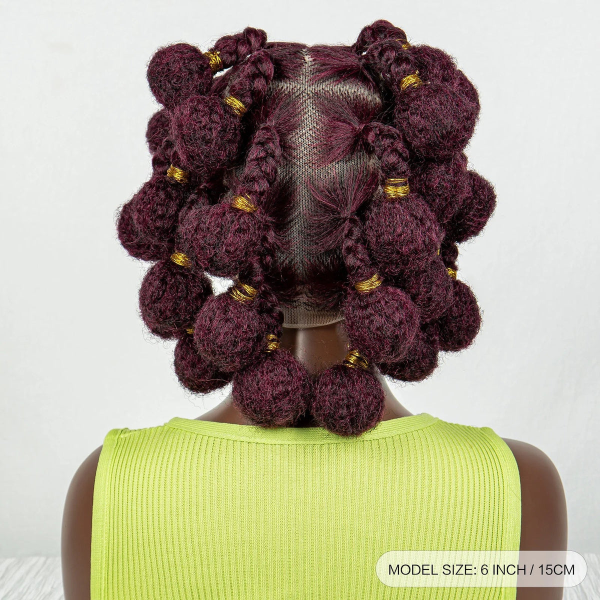 Burgundy Bantu Braids Wig | Handmade Full Lace | Baby Hair