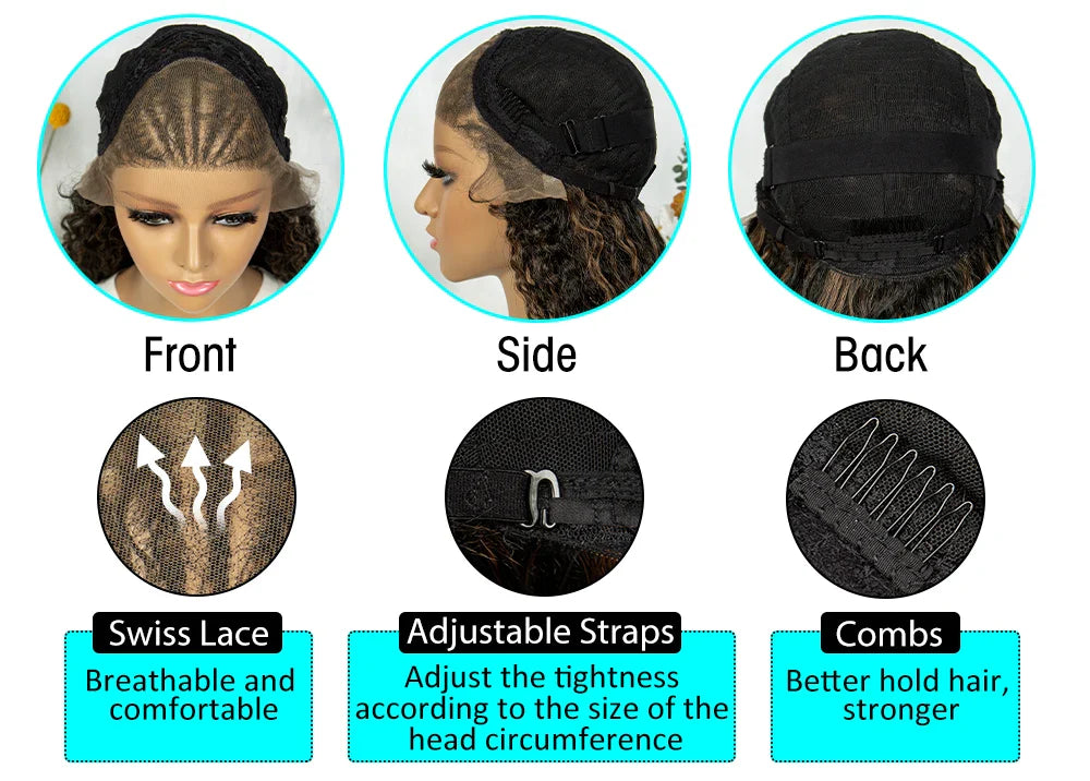 Burgundy Wavy Braided Lace Front Wig | Synthetic Braids | Black Women