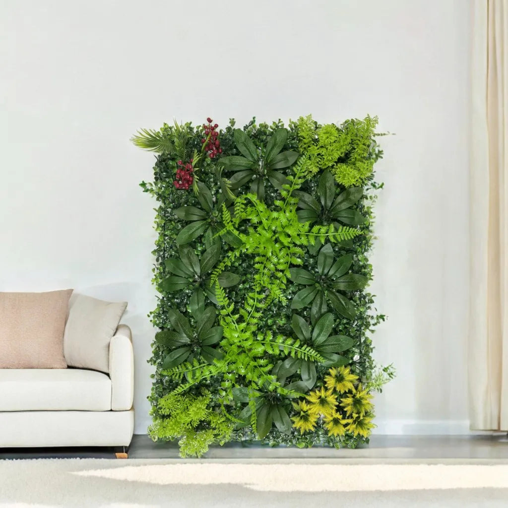 1pc Artificial Green Plant Wall Panel with Grass Flower Boxwood Hedge Wall Outdoor Artificial Privacy Fence Screen Fake Flower G