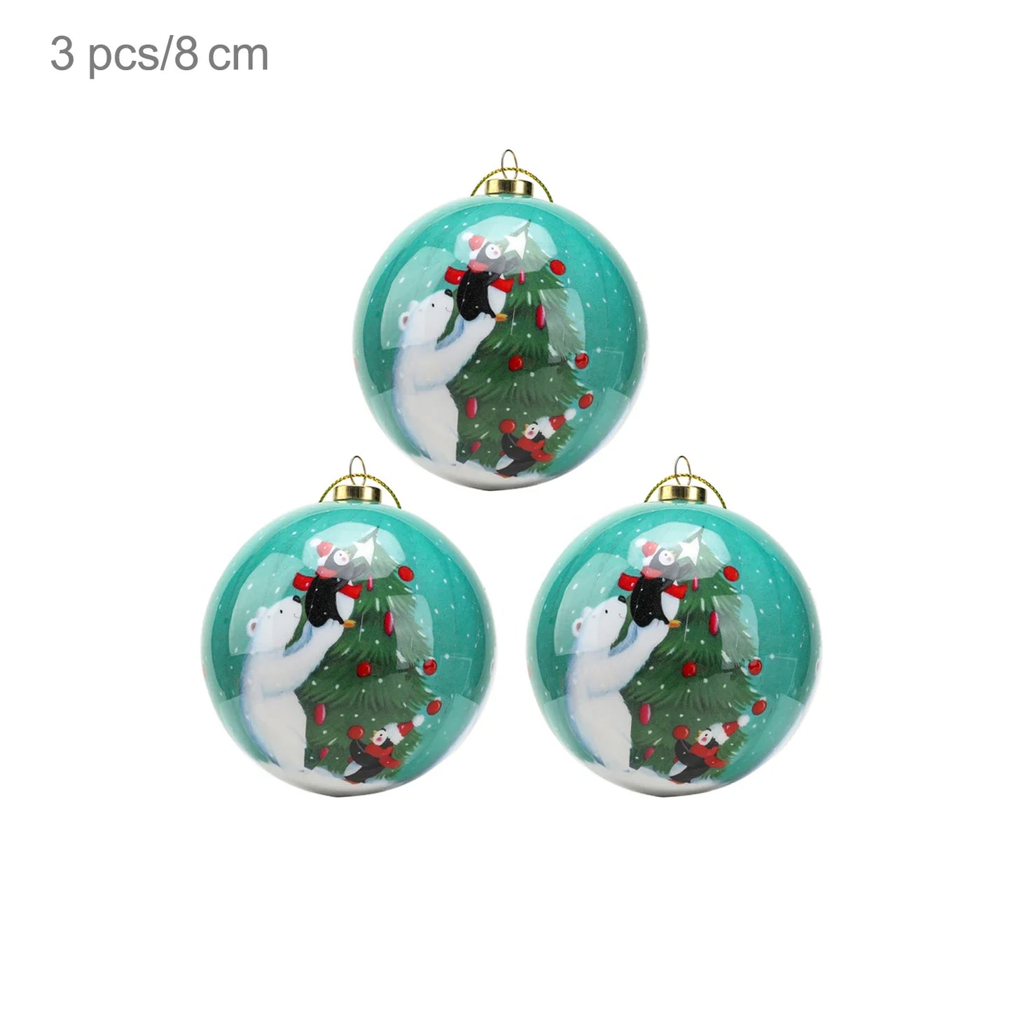 3pcs 8cm Christmas Balls Original Gifts Christmas Decoration 2024 Christmas Tree Decorations Gift Decoration Pendants Baubles