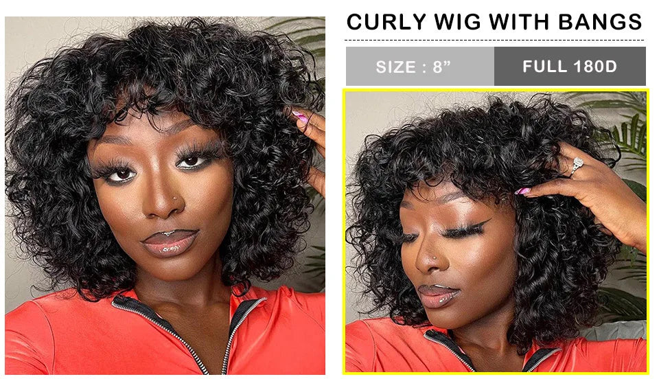 Ombre 99J & Blonde Jerry Curly Bob Wig with Bangs | Glueless "Wear to Go" Human Hair
