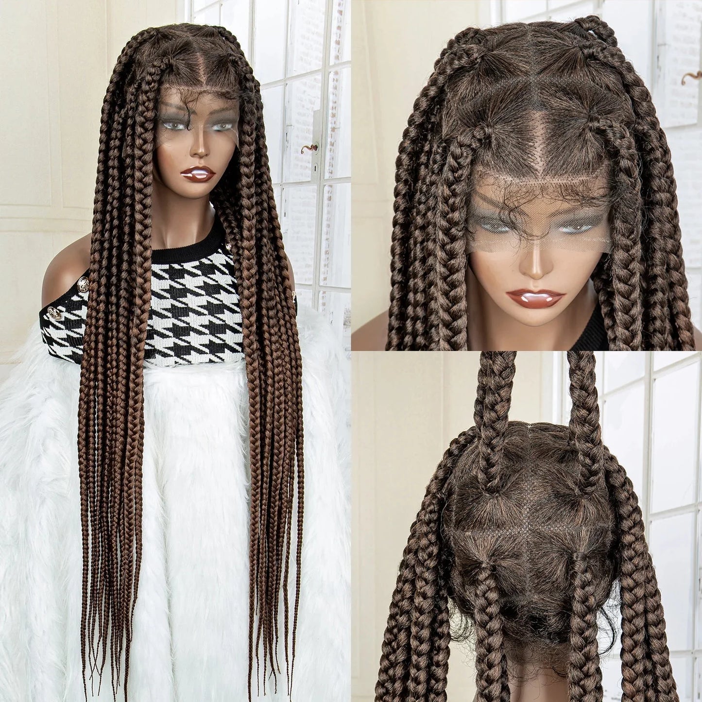 Jumbo Cornrow & Knotless Box Braids Wig | Full Lace | Baby Hair | Black Women