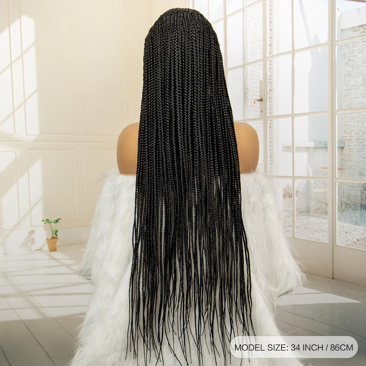 36" Full Lace Afro Cornrow Wig | Knotless Box Braids | Kanekalon Hair | For Black Women