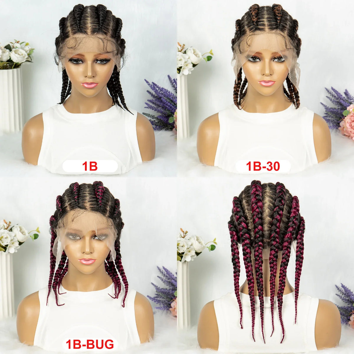 Full Lace Knotless Box Braids Wig | Cornrow Accent