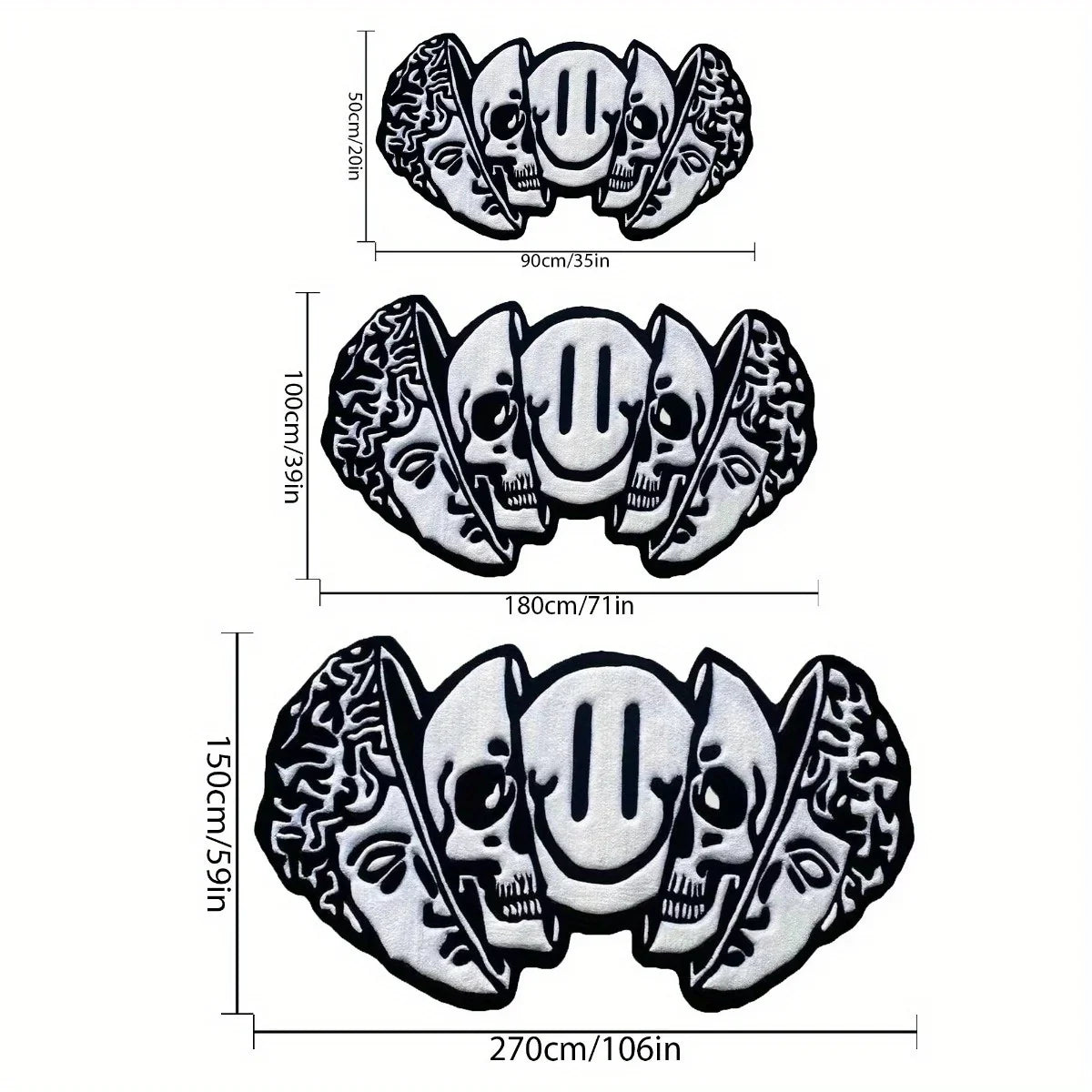 VIKAMA Creative Skull-Shaped Floor Mat Is Non-Slip And Dirt-Proof. Home Decoration Carpet In Living Rooms, Bedrooms, Entrance