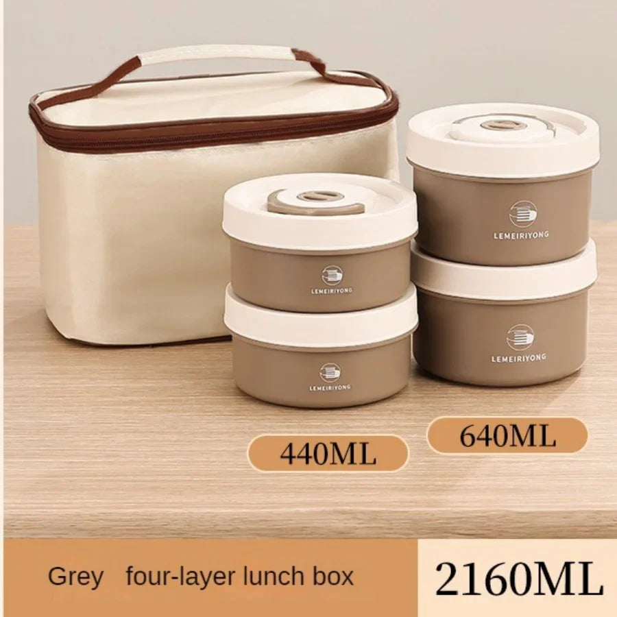 Lunch Box Portable Insulated Lunch Container Set Stackable Bento Stainless Steel Lunch Container