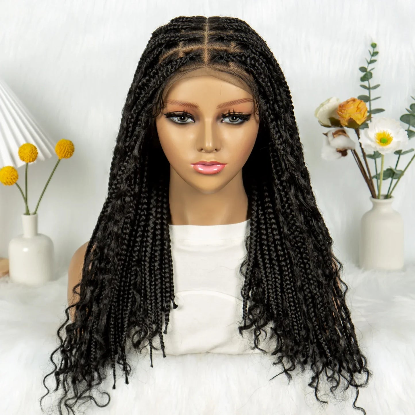 Curly End Box Braids Wig | Lace Front with Baby Hair