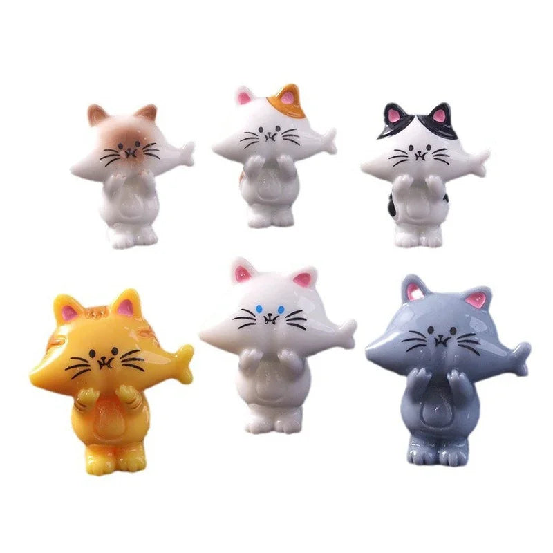 6/12/18Pcs Eating cat Miniature Figurine Ornament Desk Decoration Home Ornament Creative DIY Home Decoration Accessories Gifts