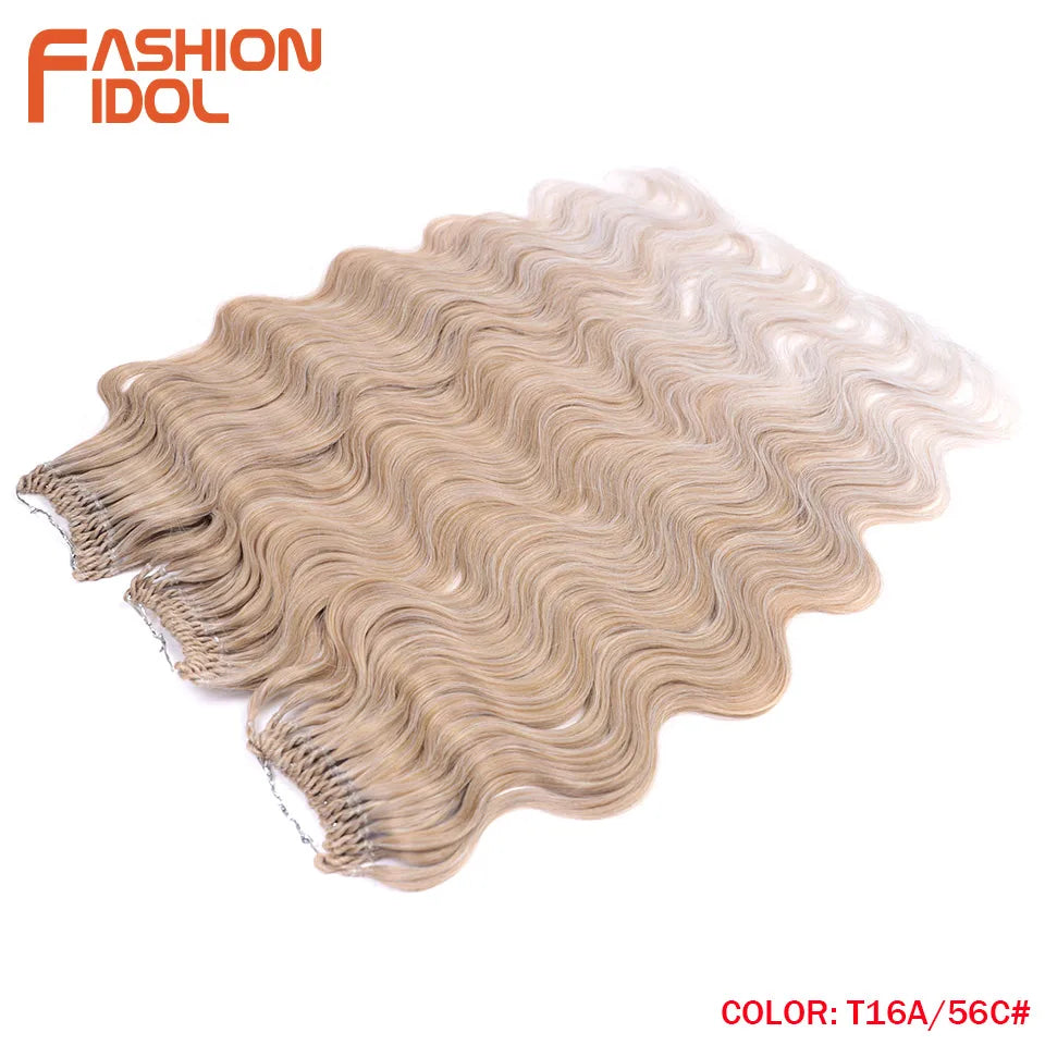 Fashion Idol Body Wave Crochet Hair - 22 Inch Soft Long Synthetic Goddess Braids - Natural Wavy Ombre 613 Blonde Hair Extensions