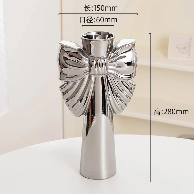 28cm Modern-Minimalist Bow Ceramic Vase, Perfect  Office  Living room decoration, Ideal  Hydroponic Plants & Home Decor
