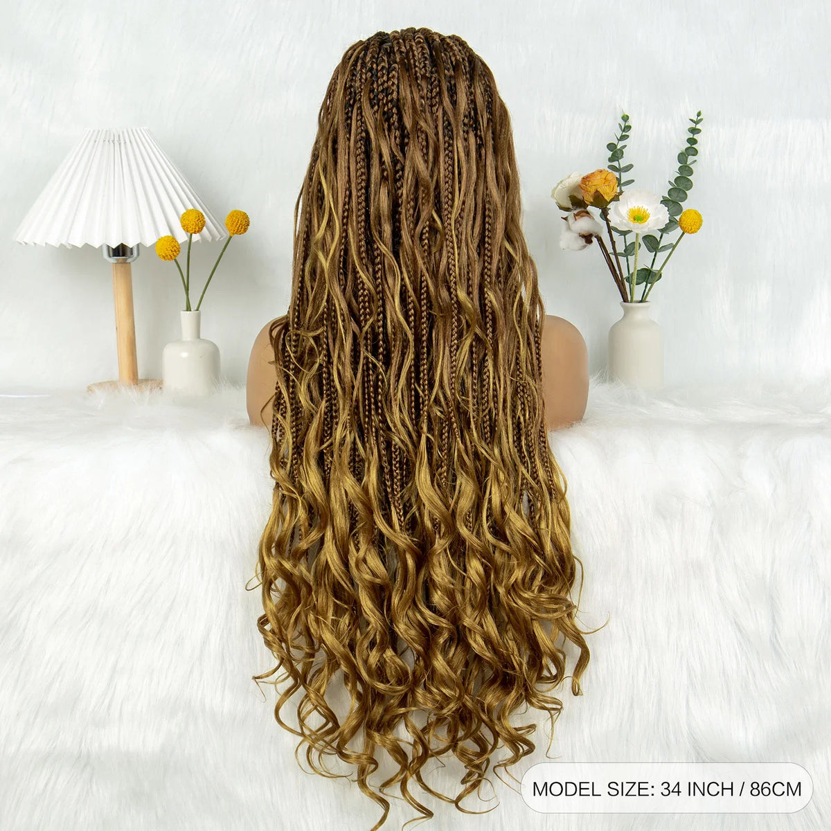 KIMA Twisted Boho Braided Wigs Curly Dreadlocks Full Lace Knotless Synthetic Box Braids Wig  Curly Wigs for Black Women