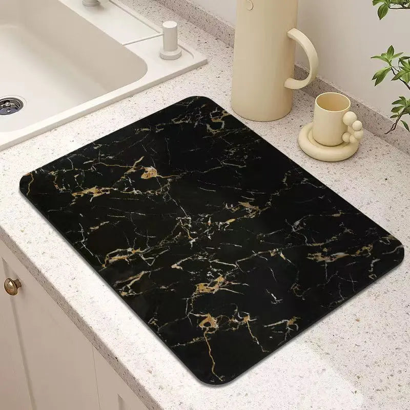 Marbled Diatomite Coffee Machine Mat Kitchen Drainage Absorbent Quick Drying Placemat Bathroom Anti-slip Dirty Resistant Rug