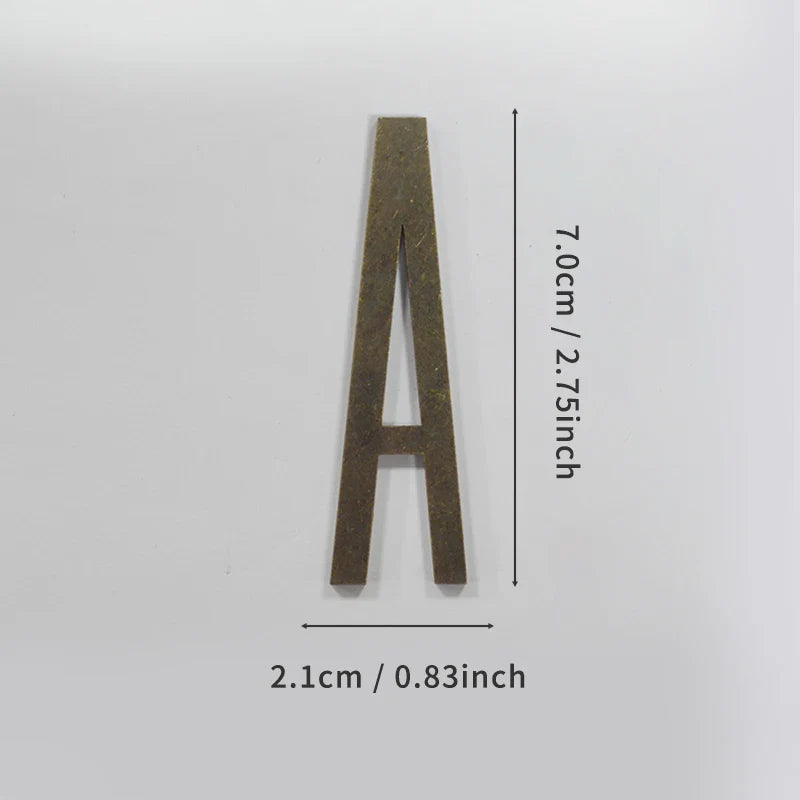 Bronze Self Adhesive House Number Metal English Alphabet Letters for Apartment Room Door Plate Table Mailbox Number Stickers 7cm