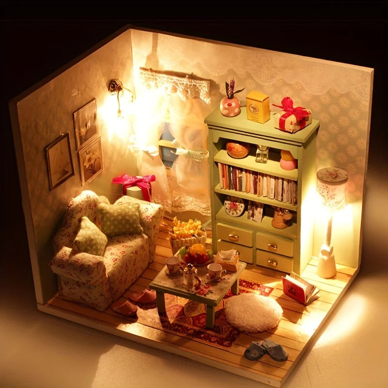 Creative DIY Wooden Model House Kit - Handcrafted Miniature Cottage, Perfect Christmas & Black Friday Gift Idea