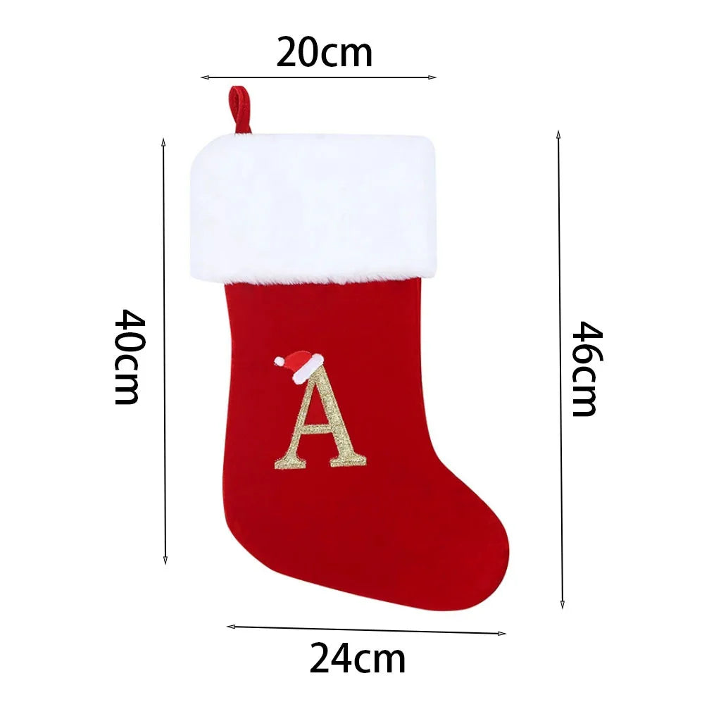 Embroidered Monogram Christmas Stocking,Xmas Sock Holiday Family Stocking for Christmas Fireplace Party Decoration