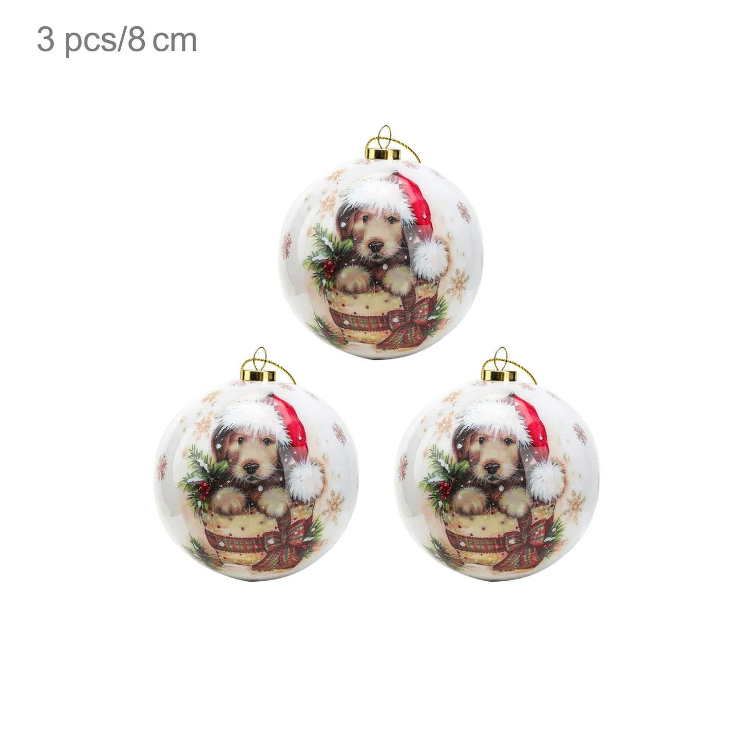 3pcs 8cm Christmas Balls Original Gifts Christmas Decoration 2024 Christmas Tree Decorations Gift Decoration Pendants Baubles