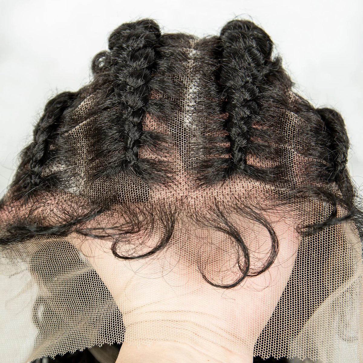 Cornrow Braided Wigs Synthetic Transparent Full Lace Wig With Baby Hair Braiding Wig Boho Cornrow Wig Curly End For Black Women