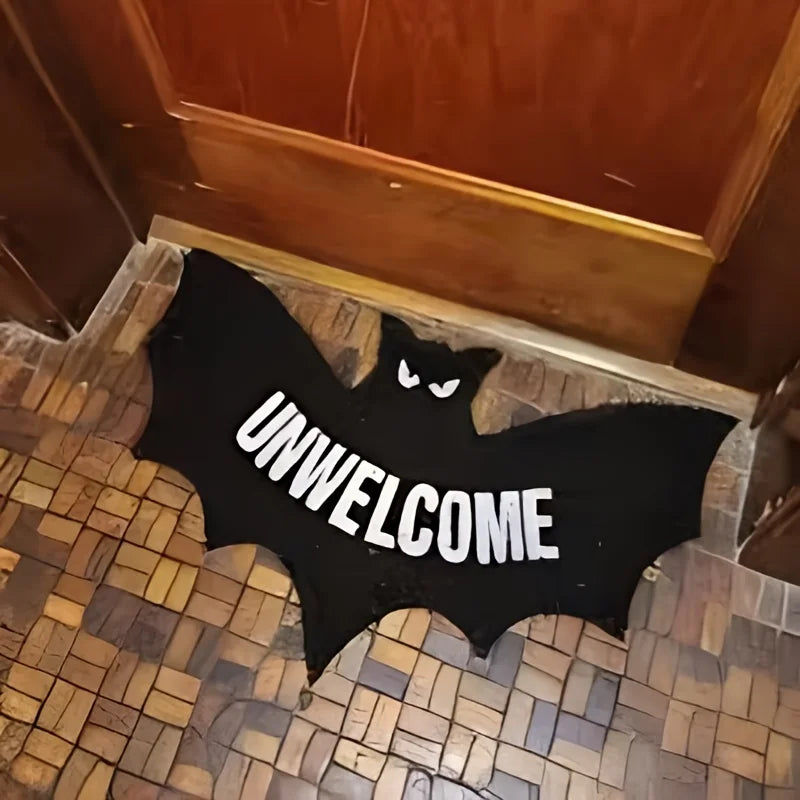 VIKAMA Halloween Shape Decorative Carpet Black Bat Doormat Gothic Entrance Mat Washable Stain-Resistant Carpet Outdoor Carpet