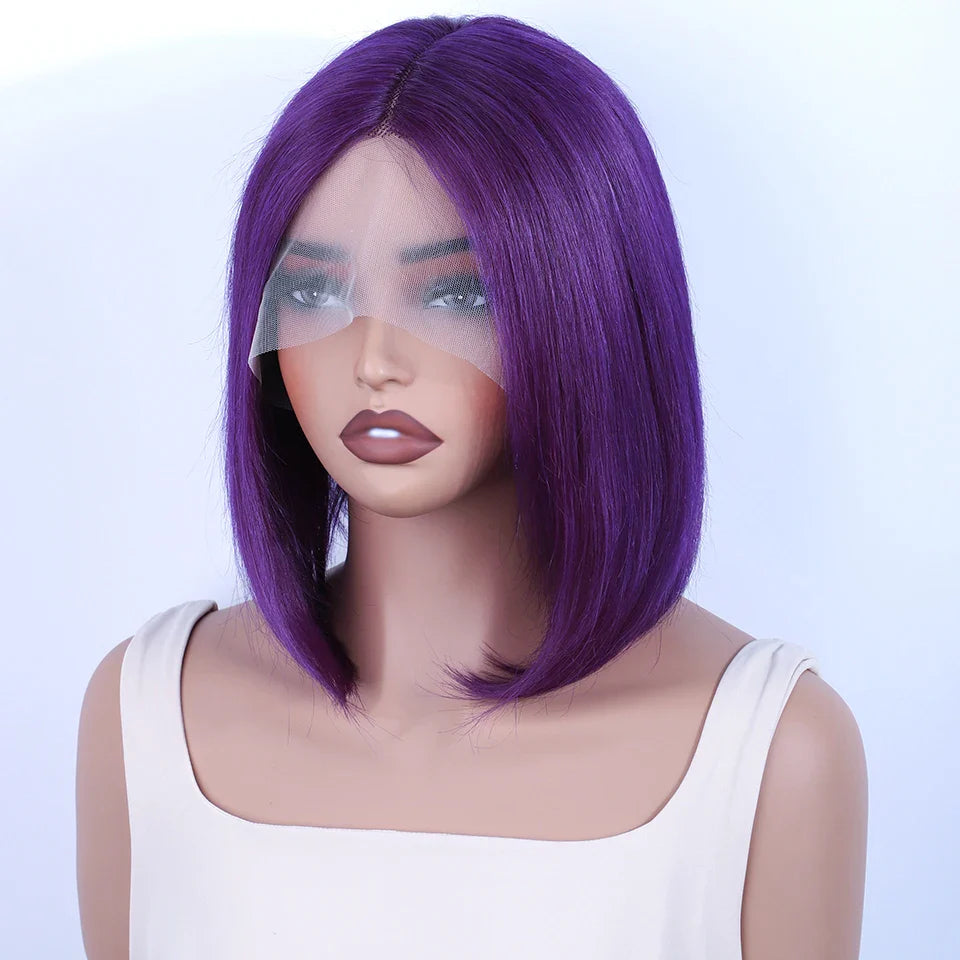 Rebecca Purple Bob Wig | 13x5x1 Transparent Lace Front Human Hair