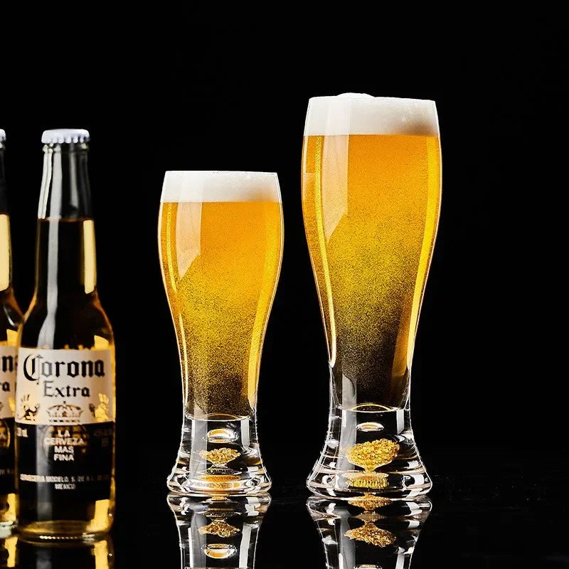High-grade luxury gold leaf crystal glass craft beer mug large capacity beer mug beverage juice glass