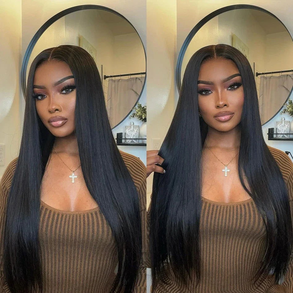 300% Density Bone Silky Straight Human Hair Wig | Double Drawn HD Transparent Lace Closure Glueless Wig (Wear & Go)