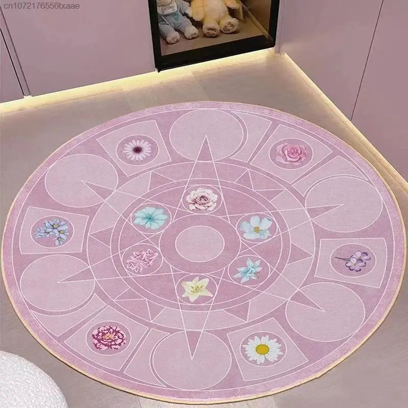 VIKAMA Printed Sweet Loop Pile Carpet Thickened Soft Carpet For Living Room Bedroom And Coffee Table Easy To Clean Floor Mats