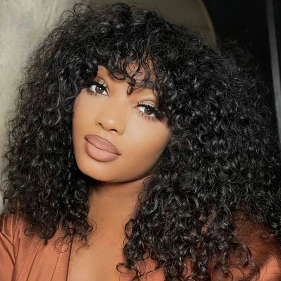 Highlight Jerry Curly Short Bob Wig | Peruvian Human Hair with Bangs