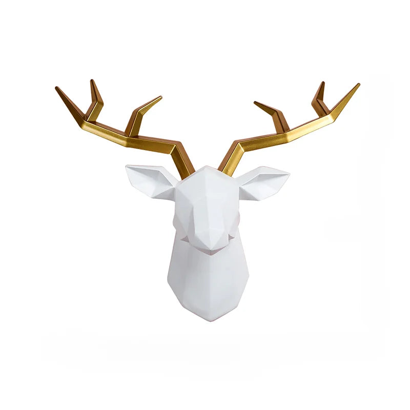 Home Decor Decorative Resin Elk Head Deer Head Wall Mount Animal Holder Wall Hanger Statue Animal Shapedat Hook Hanging Rack