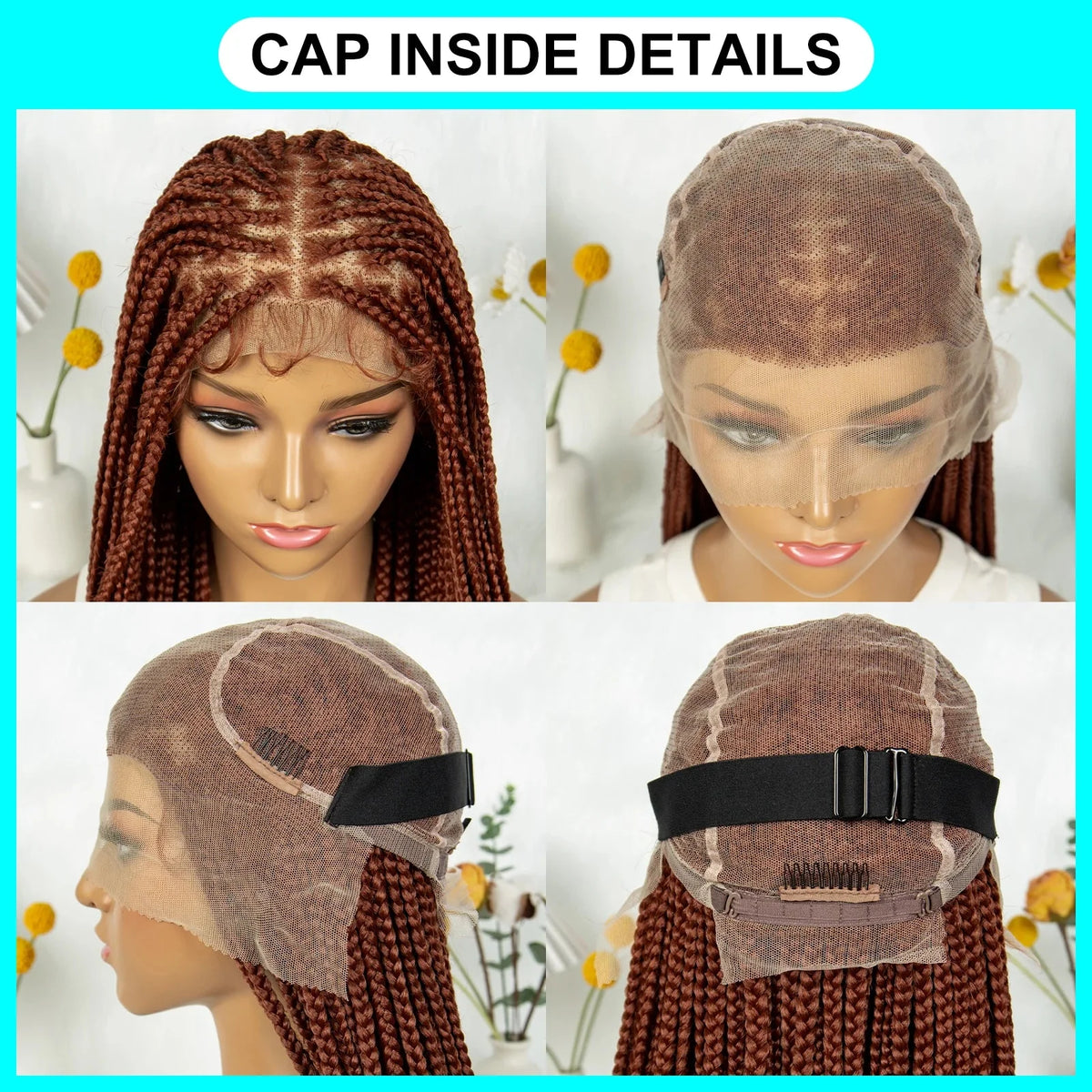 HD Knotless Box Braided Full Lace Wig | Ginger 350# & 613# Blonde | Synthetic Crochet Braids | Black Women