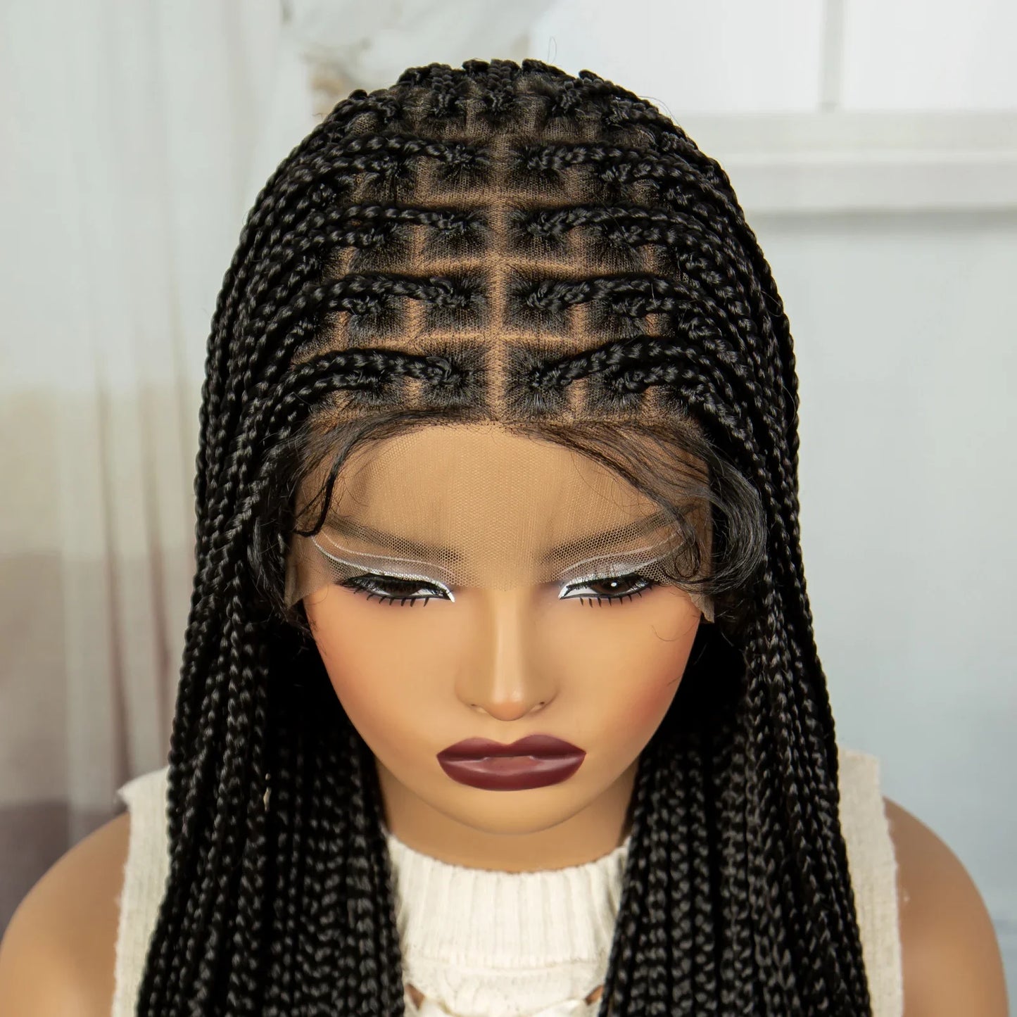 Long Straight Knotless Braids Wig | Full Lace Frontal | Baby Hair