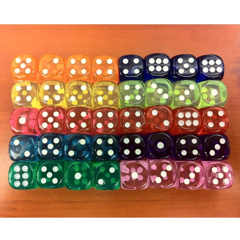 10PCS/Lot Dice Colorful Transparent Acrylic 6 Sided Dice   Club/Party/Family Games
