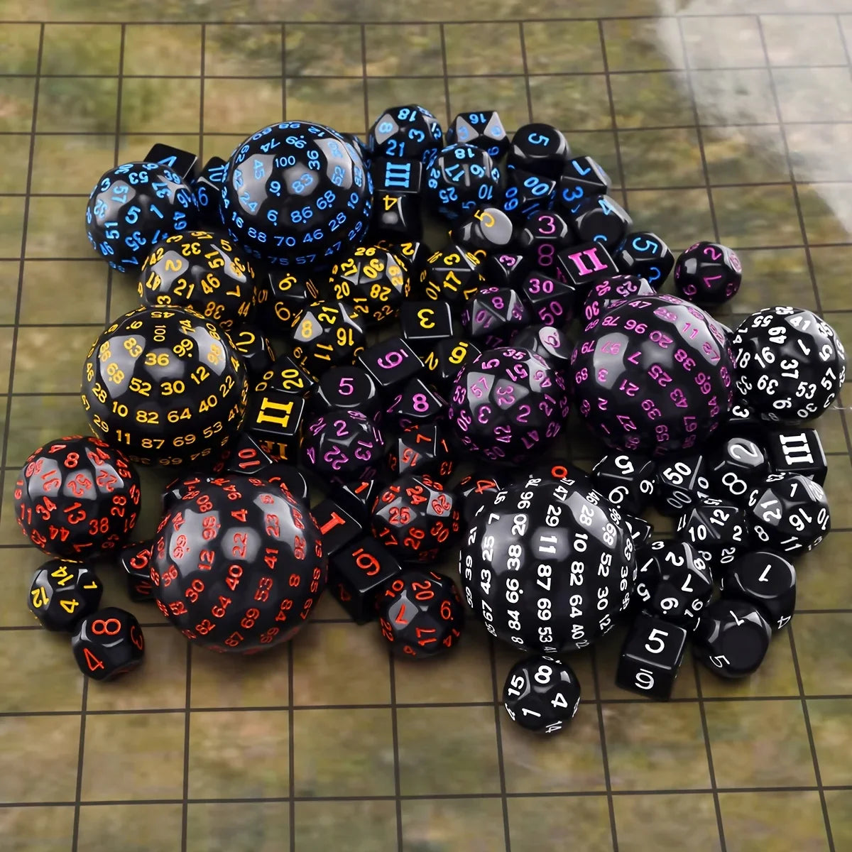 15Pcs Polyhedral Dice Table Game Dice for DND RPG Dungeons and Dragons D3 D4 D5 D6 D7 D8 D10 D% D12 D16 D20 D24 D30 D60 D100