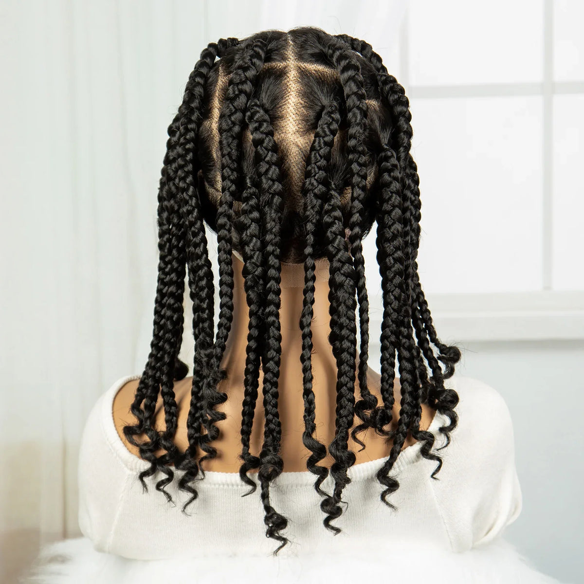 HD Full Lace Knotless Box Braids Wig with Curly Ends | Baby Hair