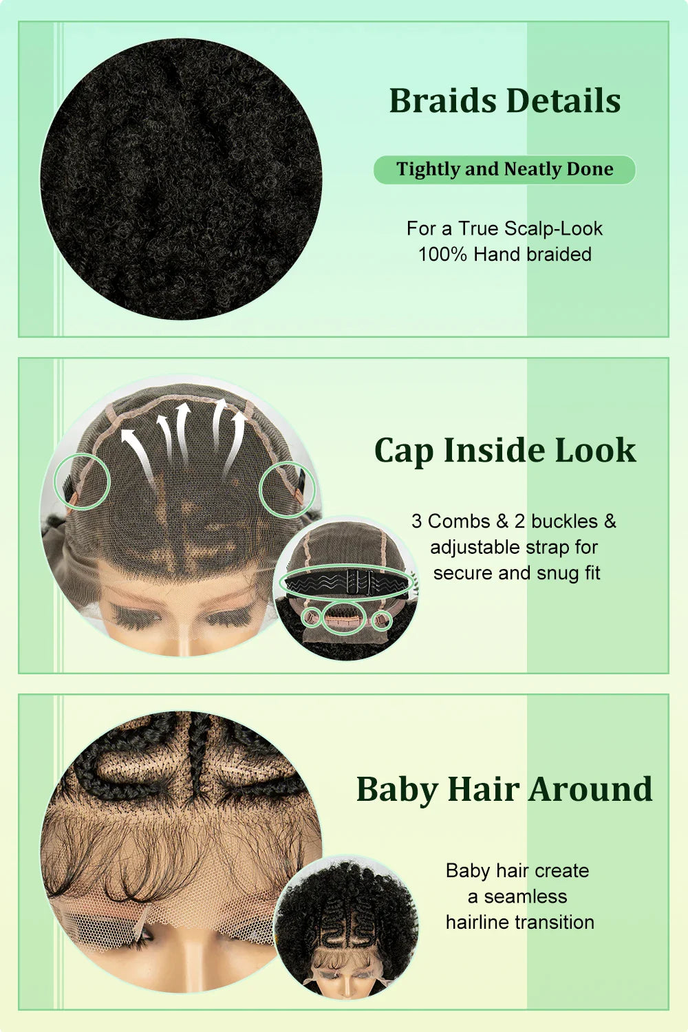 Bouncy Afro Cornrow Full Lace Braided Wig | Synthetic Braids | Black Women