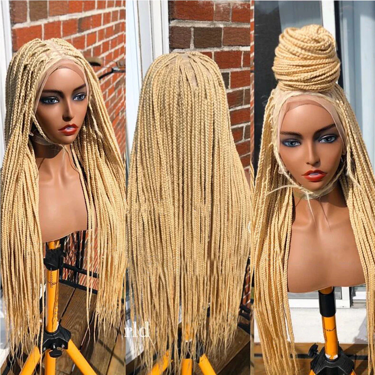 Ombre Blonde Knotless Box Braided Wig | Full Lace Braids Wig | Senegalese Twist, Passion Twist, Faux Locs Styles Available | Kanekalon Hair