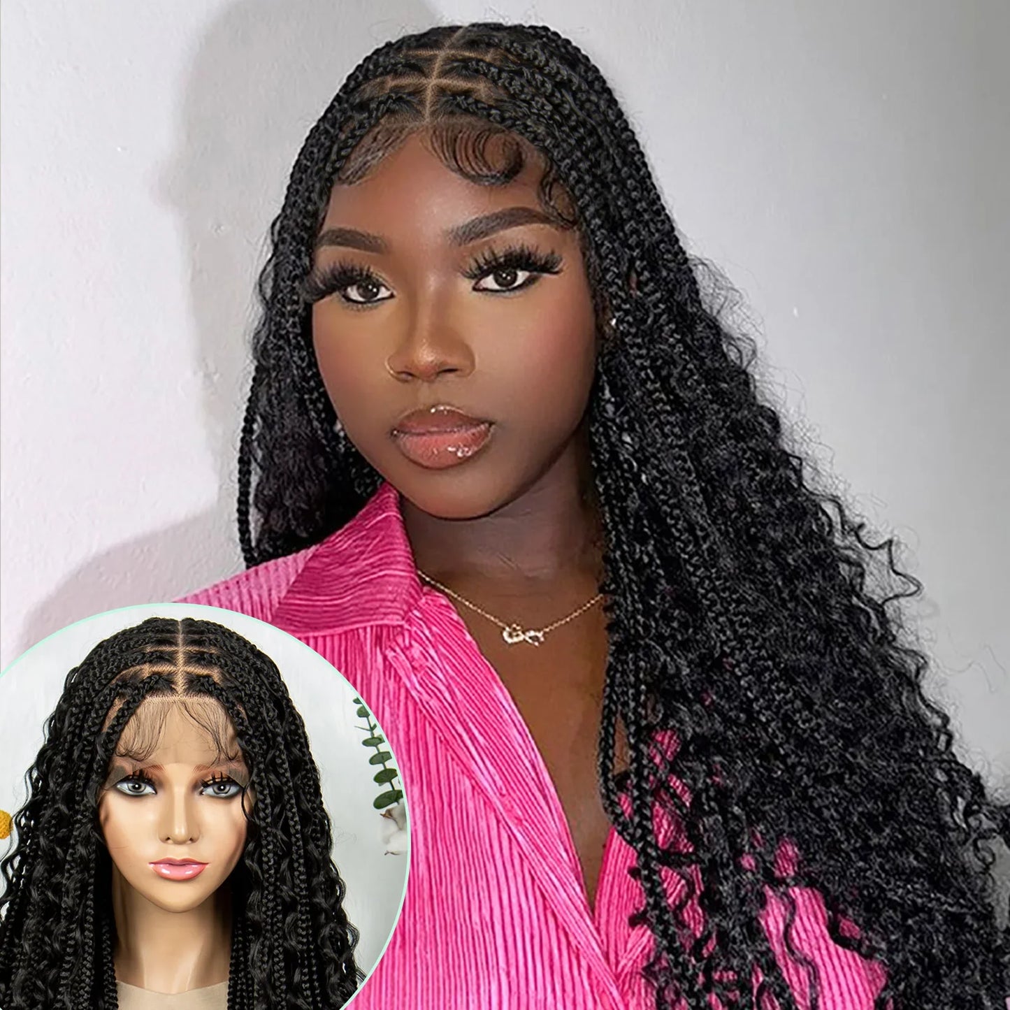 HD Transparent Boho Box Braids Wig | Full Lace | Knotless | Black Women & Girls