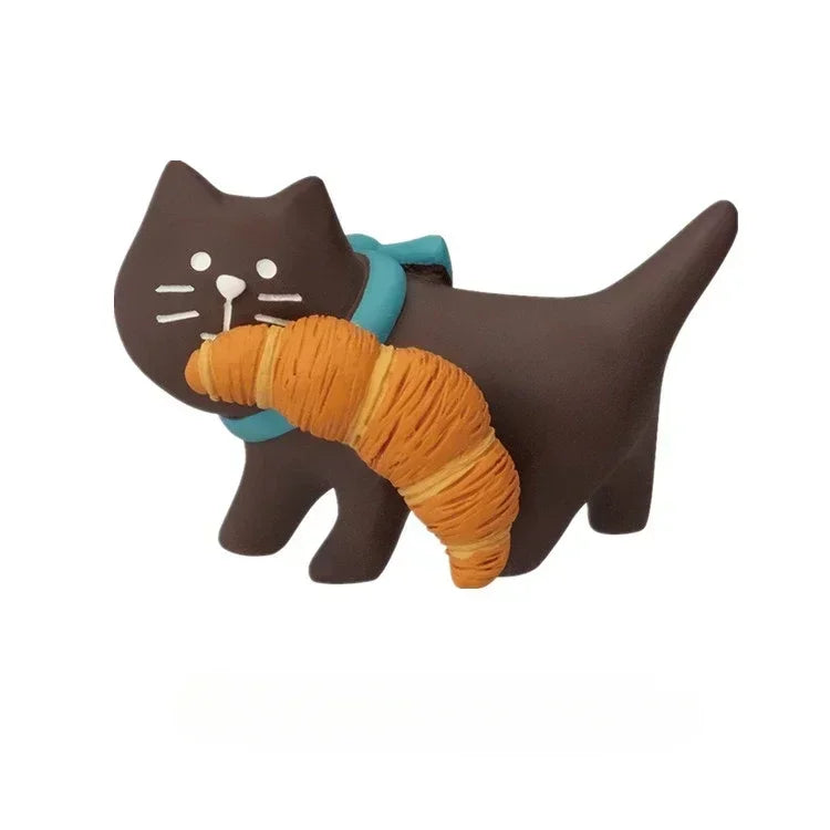 1pc ZAKKA Japanese Cat Food Bakery Coffee Shop Scene Decoration Resin Crafts Small Ornaments Croissant Donut Dessert Cupcake