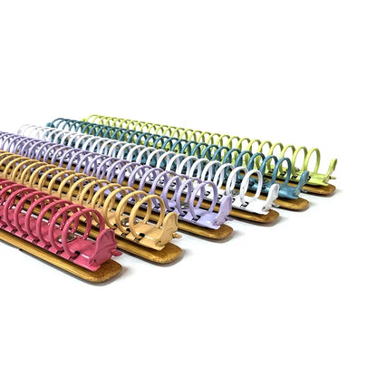 B5 Colorful Metal Ring Binder Clips with Bamboo Back Panel 26 Detachable Buckle Loose-leaf Binding Strip for Notebook