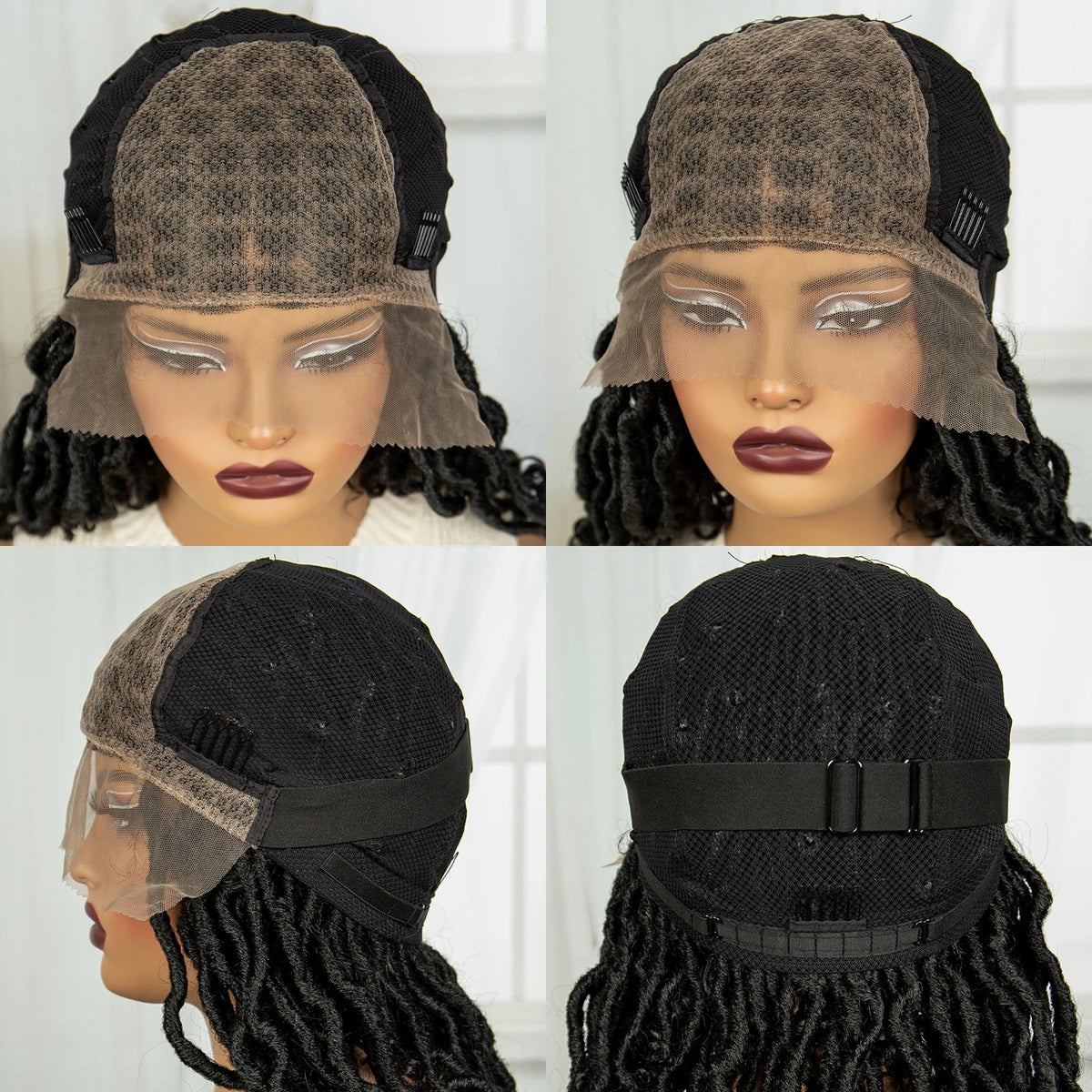 Curly Ends Dreadlock Braided Wig | Synthetic Lace Front Goddess Locs Braid Wig with Baby Hair | Faux Locs Wig for Black Women