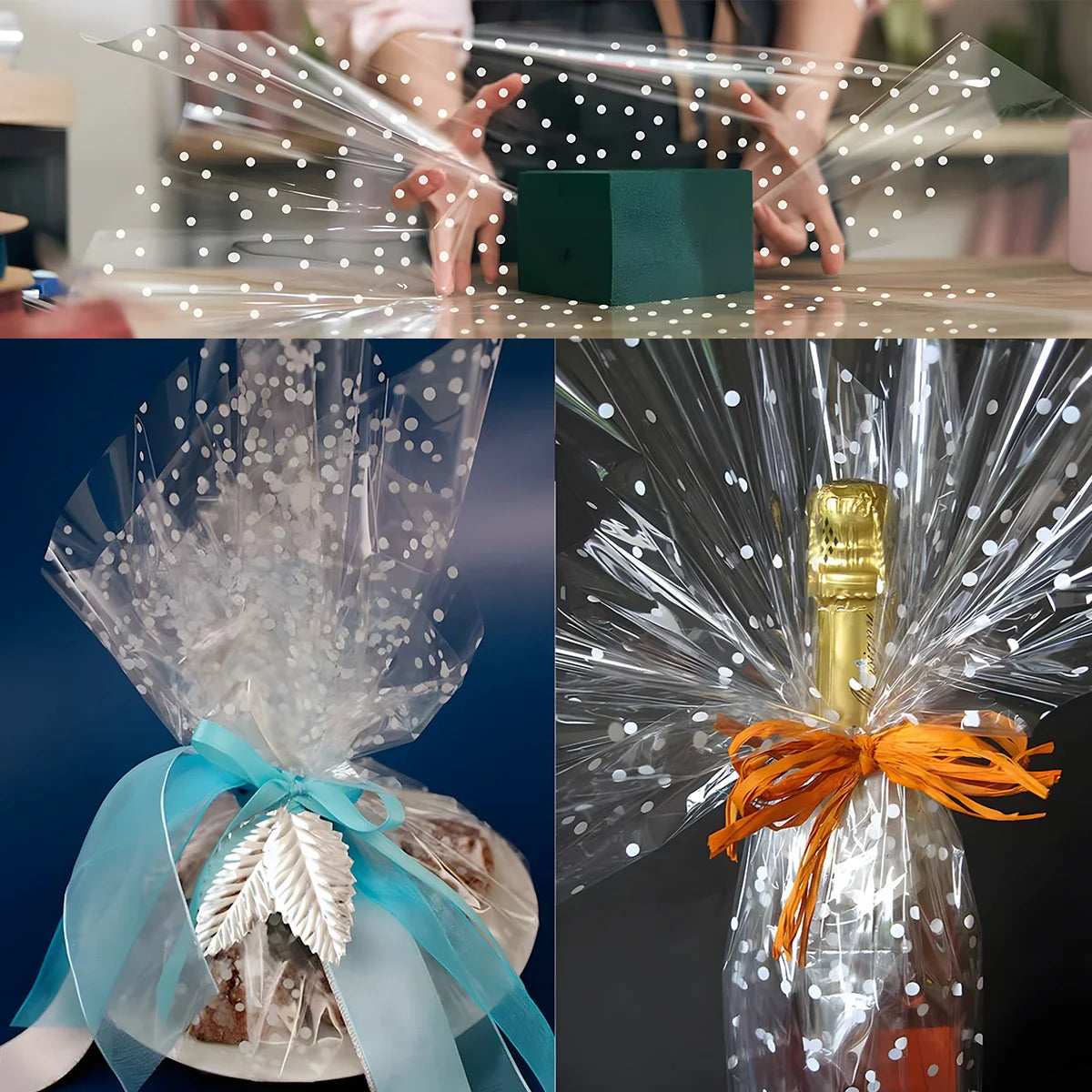 Cellophane Wrap Roll Clear Paper Wrapping Gift Transparent Basket Bags Cello Rolls Flower Baskets Packing Supplies Diy Craft