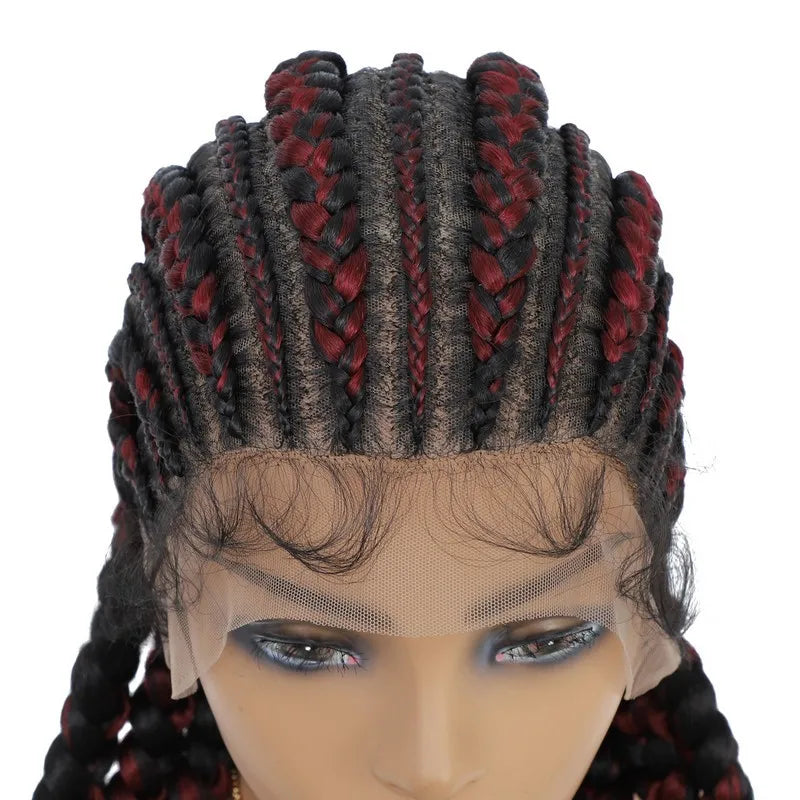 36" Cornrow Braided Wig | Full Lace Frontal | With Baby Hair | For Black Women