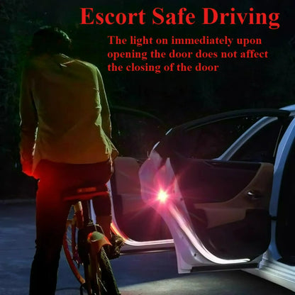 LED Car Opening Door Safety Warning Anti Collision Lights Magnetic Sensor Strobe Flashing Alarm Parking Lights Prevent Accidents