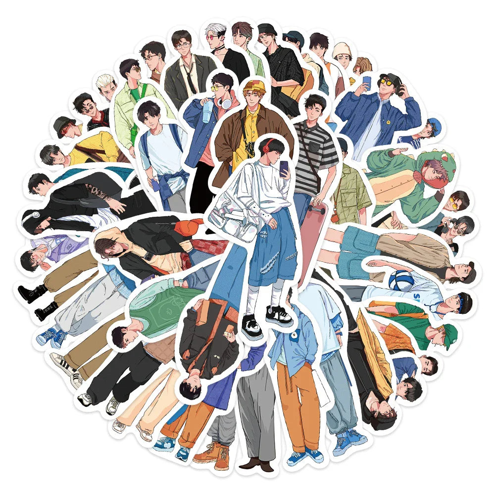 10/30/50pcs Ins Simple Fashion Hand-Painted Men Boy Stickers Laptop Phone Skateboard Notebook Cool Waterproof Sticker Kids Toy
