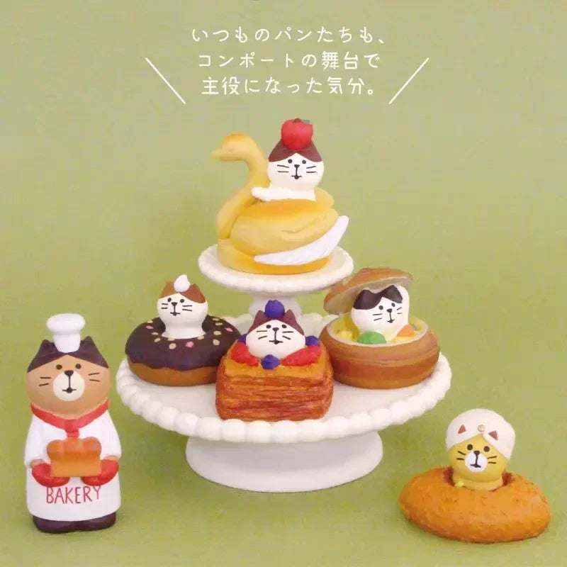 2025 Bread Baking Cake Series Creative Fashion Toy Cat Action Figures Car Interior Desktop Miniatures Resin Ornament Accessories
